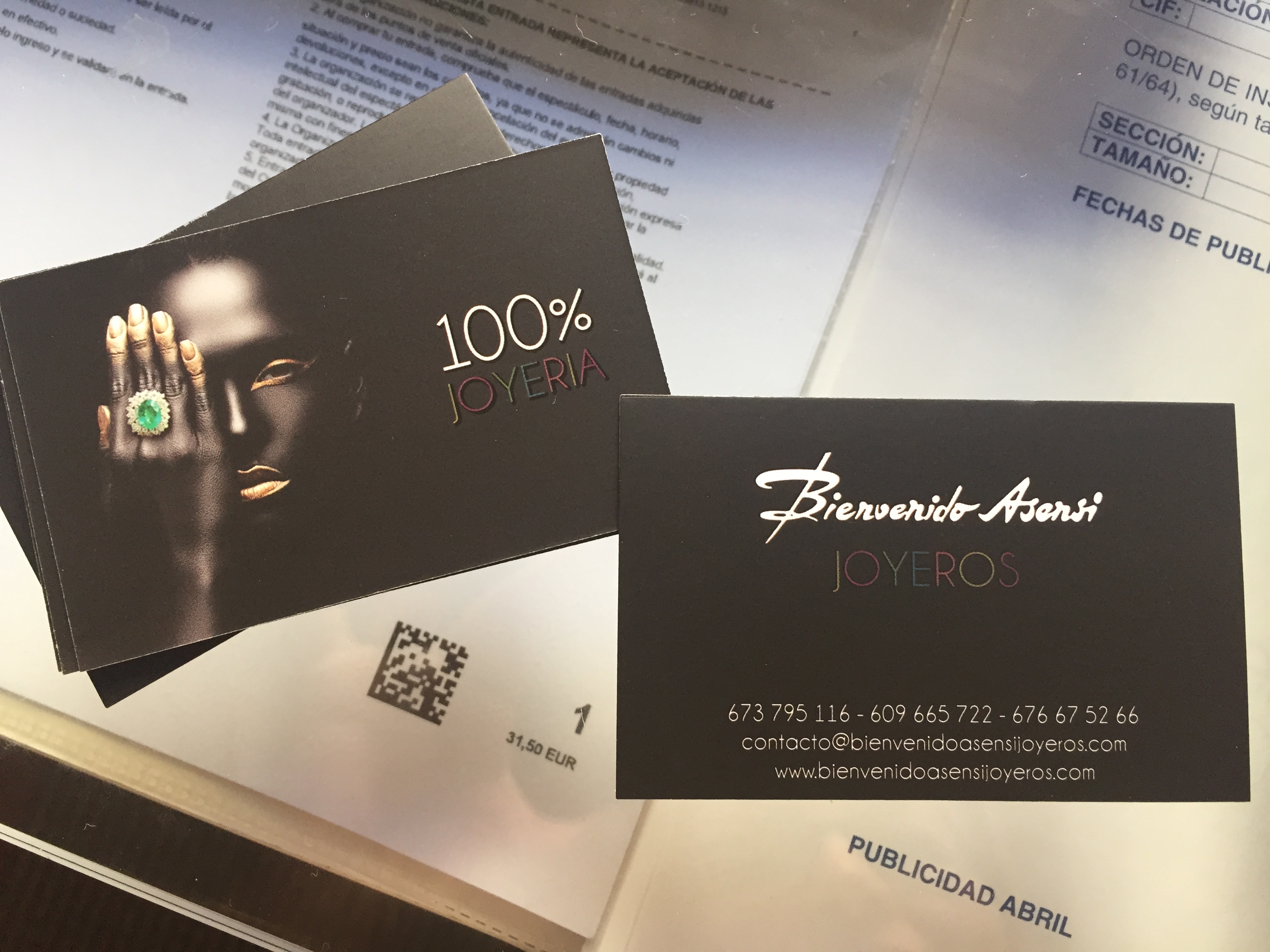 Tarjetas de visita joyería